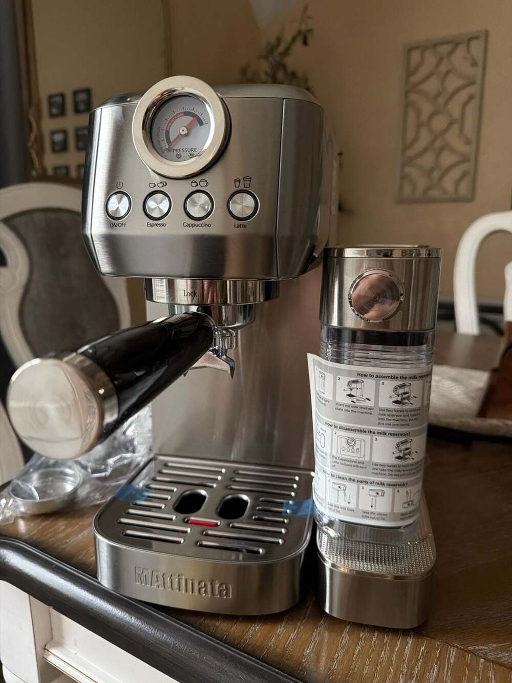 MAttinata 20 Bar Espresso Machine with Automatic Milk Frother, Stainless Steel,